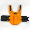 Inside of the vest showing adjustable straps and quick-release buckles