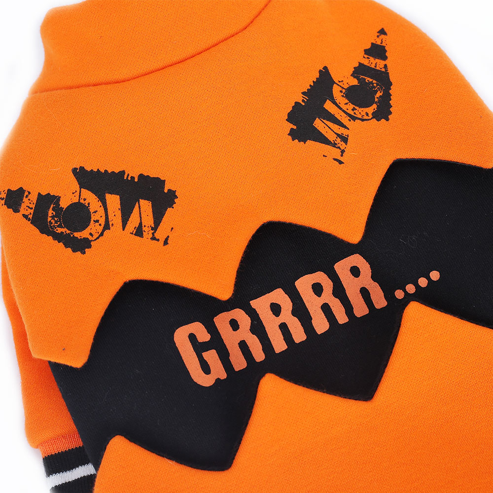 Close-up of zigzag chest print on Halloween pet sweater