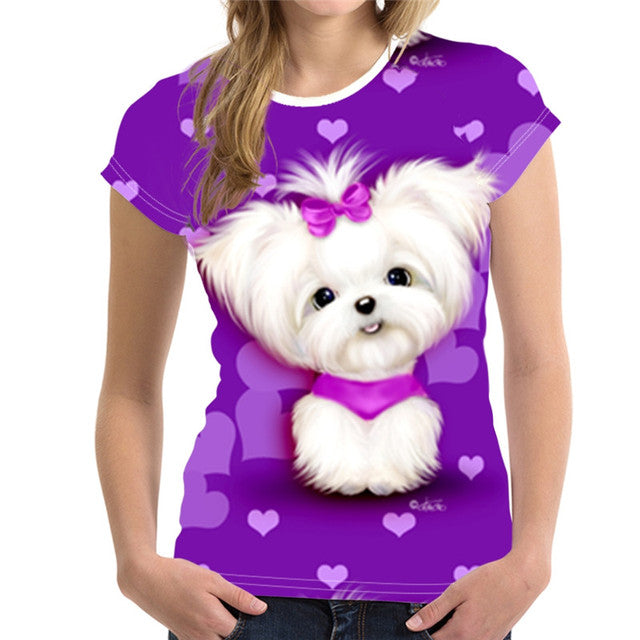 Furly Threads — Maltese Portrait 3D Tee — view 3