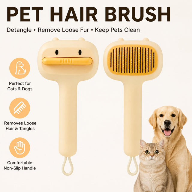 Furly Duck Brush — Self-Cleaning Slicker for Cats & Dogs