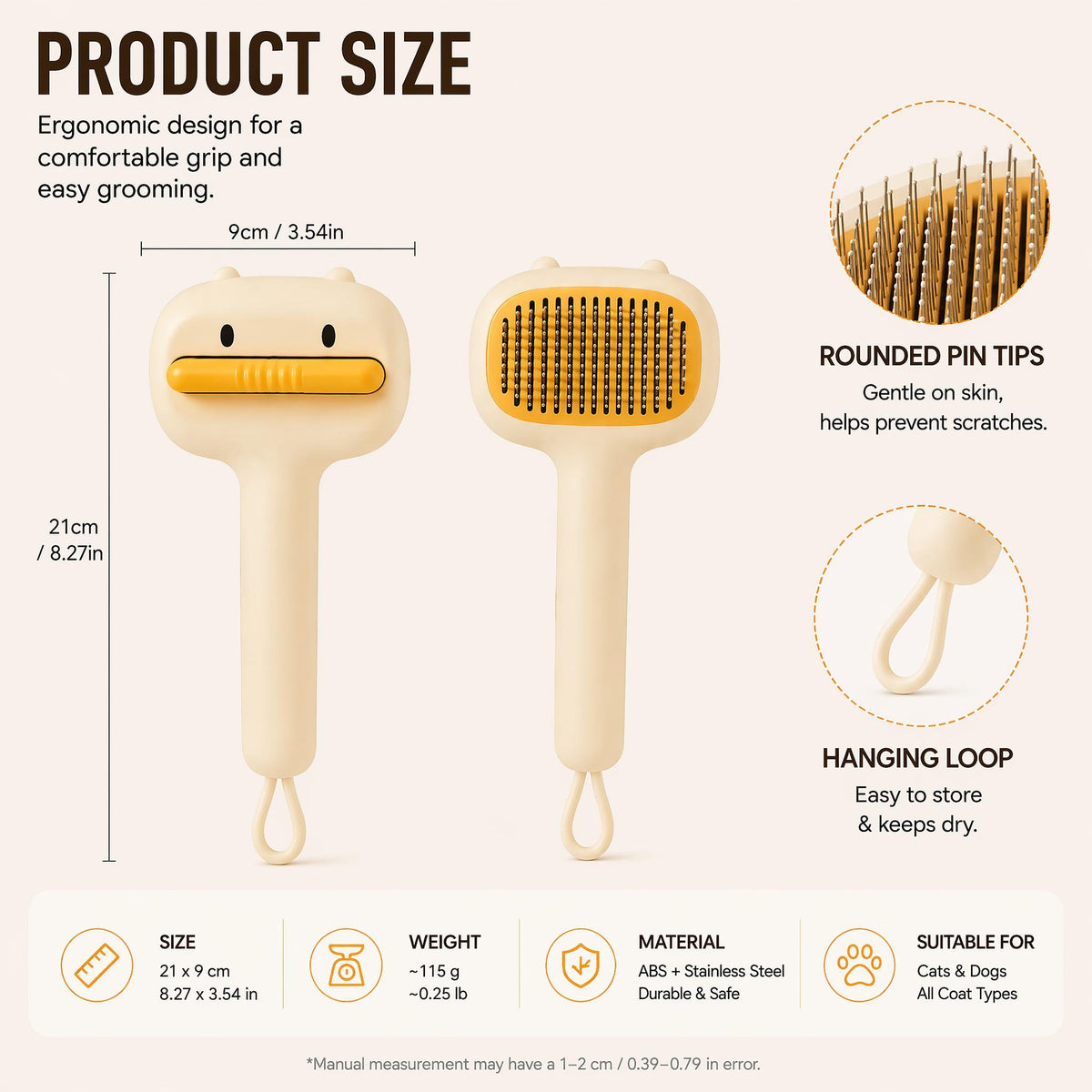 Furly Duck Brush — Self-Cleaning Slicker for Cats & Dogs — view 6