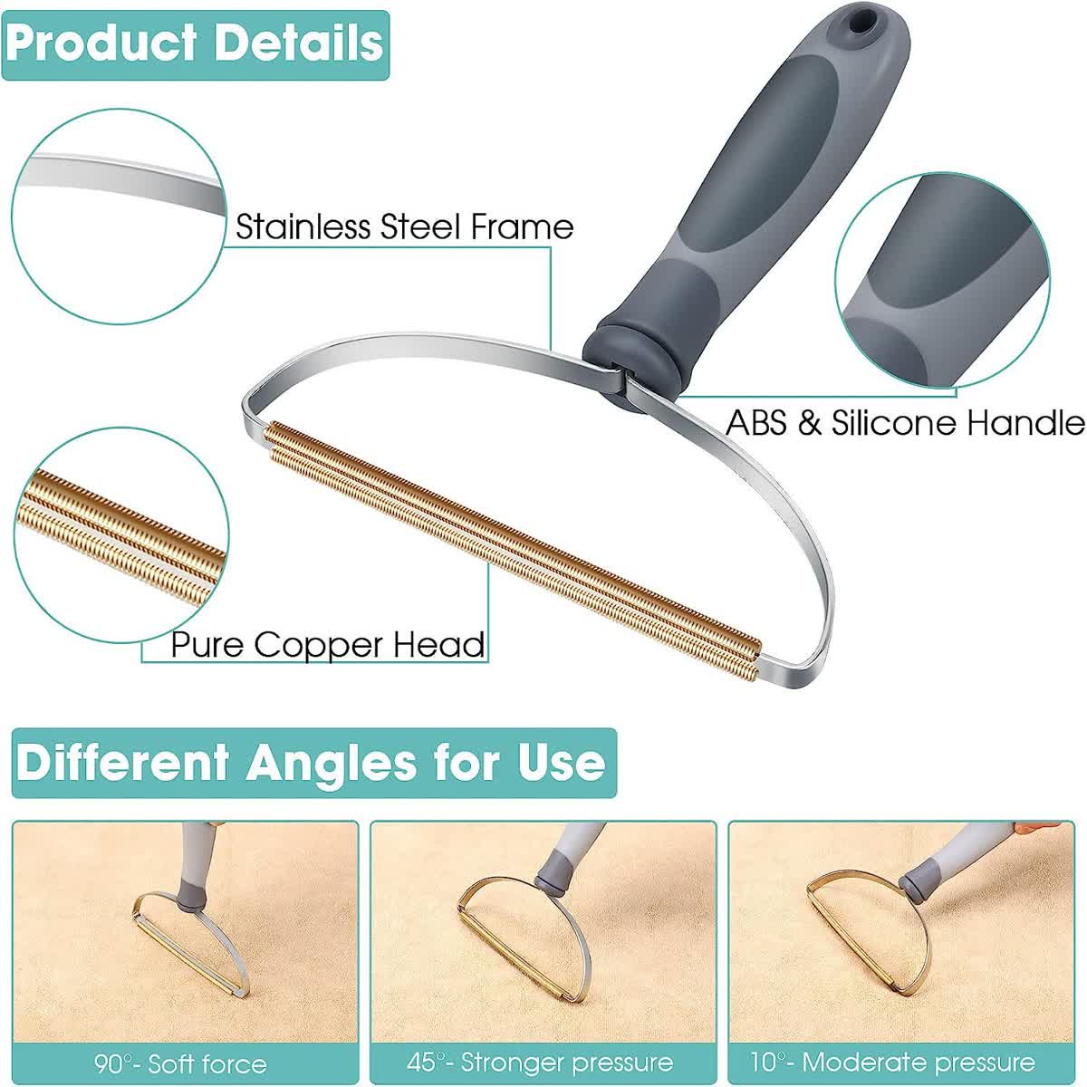 Furly Copper Rake — Pet Hair Remover for Carpet, Car Mats & Stairs