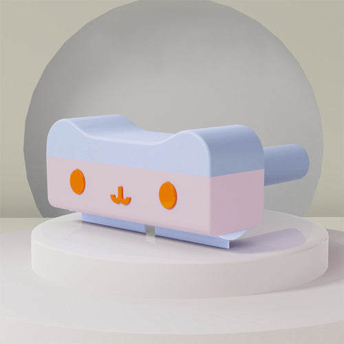 Furly Fur Roller in Blue colorway with cat-face design