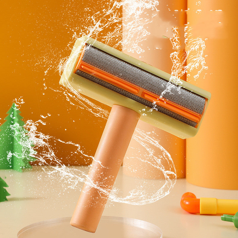 Furly Fur Roller chamber opened over a bin and rinsed clean — no refills needed
