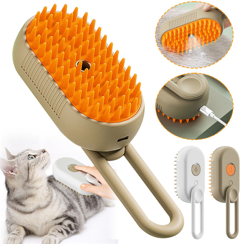 Furly Steam Brush shown from multiple angles in porcelain white and milk brown