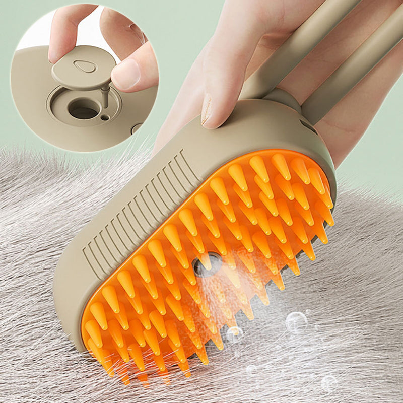 Close-up of the Furly Steam Brush releasing steam through silicone bristles